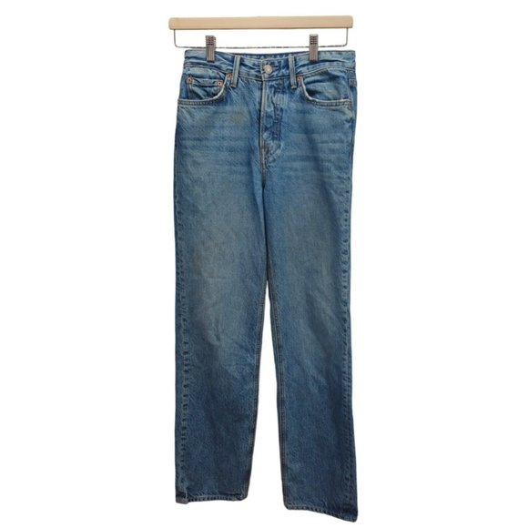 GRLFRND Mica Jeans 26 High Rise Waisted Button Fly High Expectations Blue Denim - Picture 1 of 14